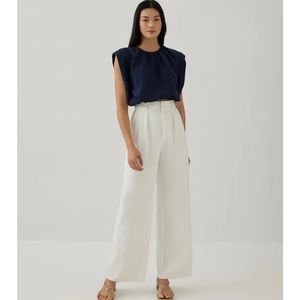 CREAM WIDE LEG TROUSERS